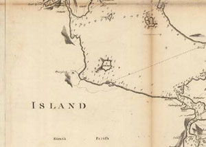 Fig. H5.3. Mackenzie's chart of 1776 showing Pabay in relation to the sea route through 
Kyleakin (Map.Rol.a.2, courtesy of The Trustees of the National Library of Scotland)
 - click for a larger image