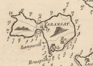 Fig. H7.3. Mackenzie's chart of 1776, the first to depict Tarasaigh in any detail (Map.Rol.a.3, courtesy of The Trustees of the National Library of Scotland) - click for a larger image