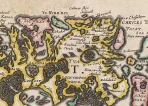 Fig. H8.1. Map of North Uist from Blaeu's Atlas, dated 1654 (WD3B/47, courtesy of The Trustees of the National Library of Scotland)
