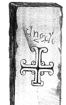O1.4 Drawing of inscribed stone from Papa Stronsay - click for a larger image