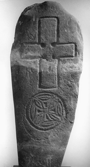 O2.5 A square-armed cross, with small encircled cross, from St. Boniface's (Orkney Museum) - click for a larger image